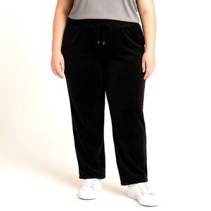 Ninety Woman Black Pull-On Cotton Blend Velour Drawstring Casual Pants Womens 2X
